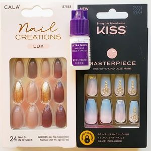 Press on Nails Kiss Masterpiece Ombre Jewel Accent Set of 2
